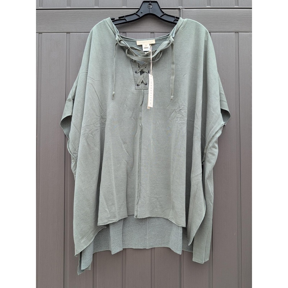 Lovestitch Green Blouse Size OS‎  Smocked Boho Top Women's NEW